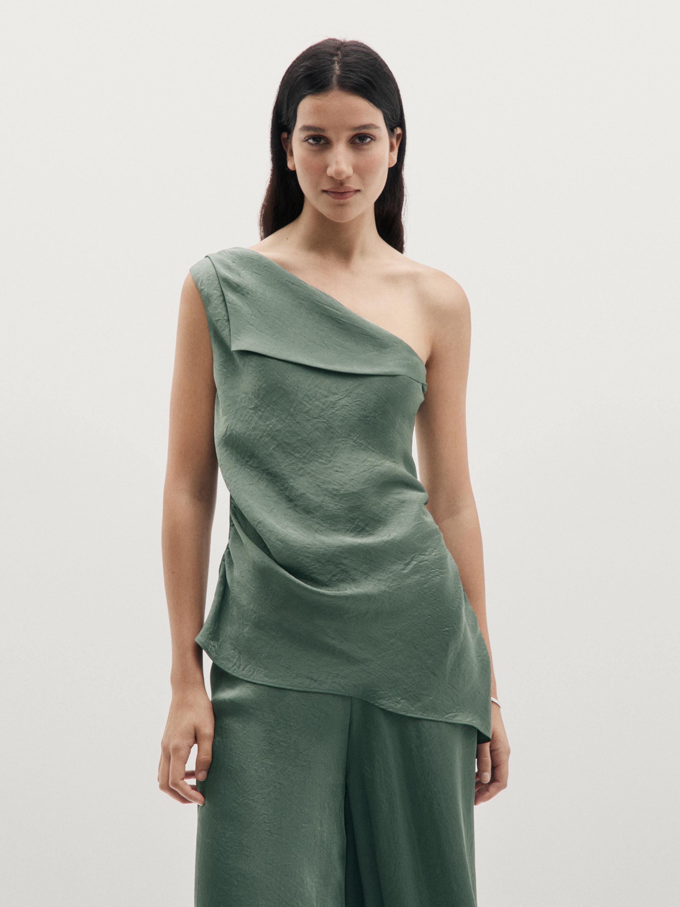 Asymmetric top with draped detail